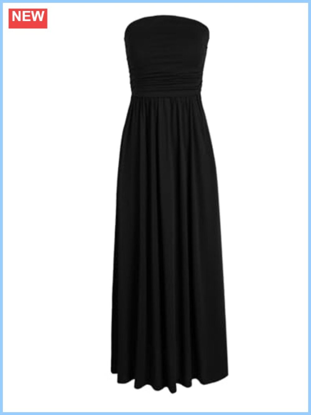 Women's Off Shoulder Midi Dress Strapless Tube Top with Pockets